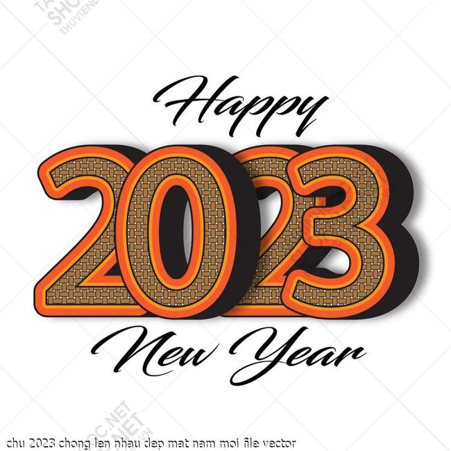 chu 2023 chong len nhau dep mat nam moi file vector